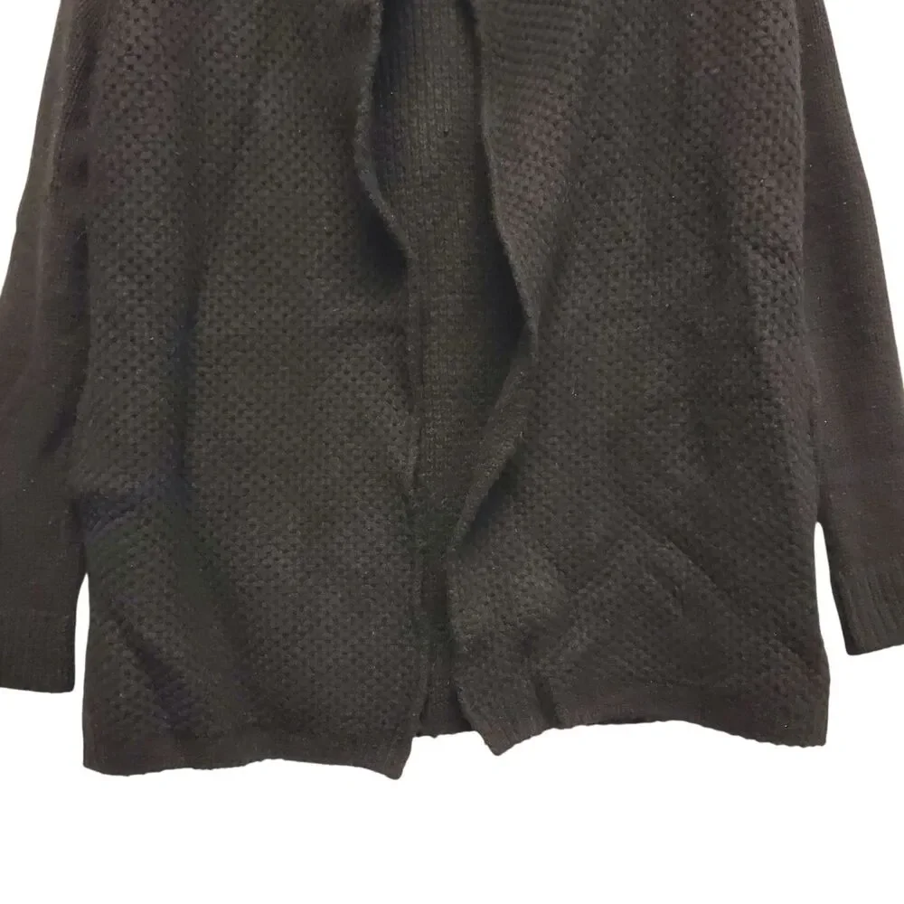 VINCE Sweater Womens XS Black Wool Blend Drape Cardigan Open Front Car Coat
